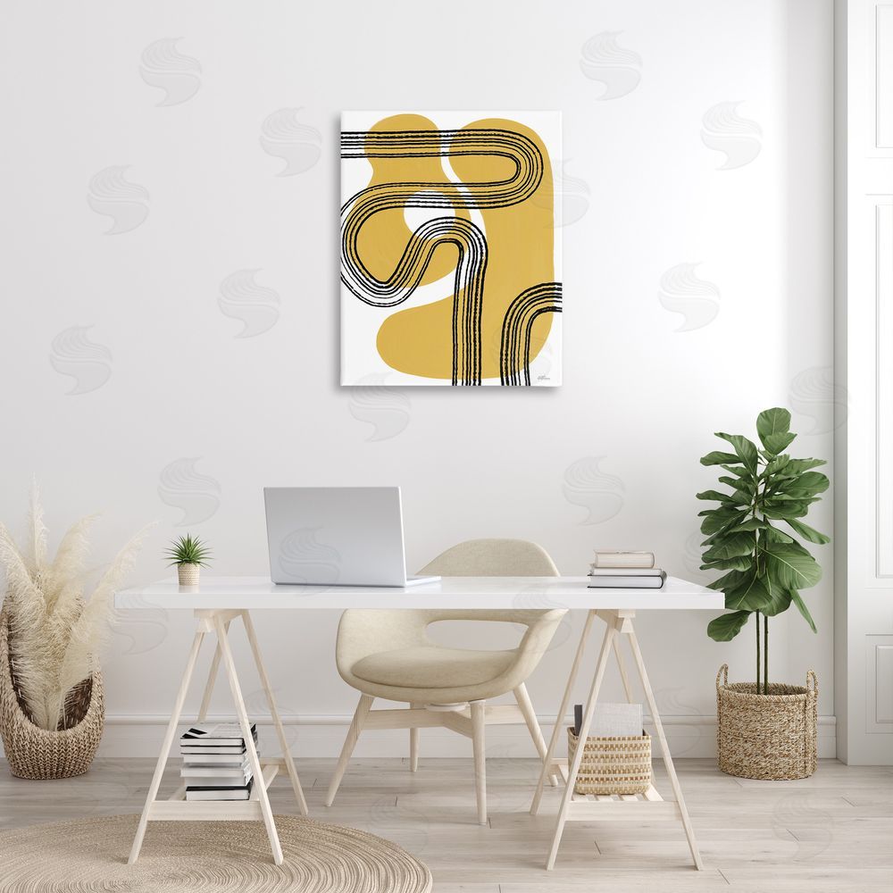 Cat Thurman Designs Curved Stripes on Shapes Canvas Wall Art Print in Room