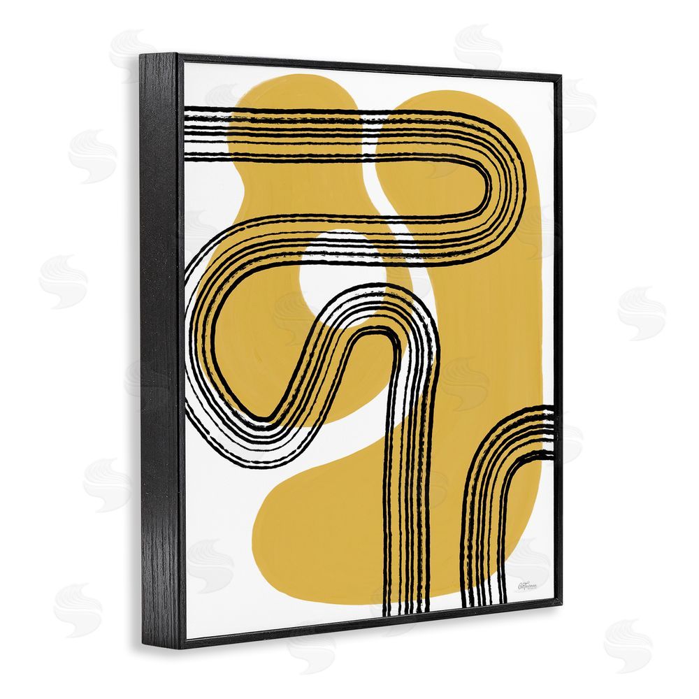Cat Thurman Designs Curved Stripes on Shapes Black Framed Giclee Wall Art Print