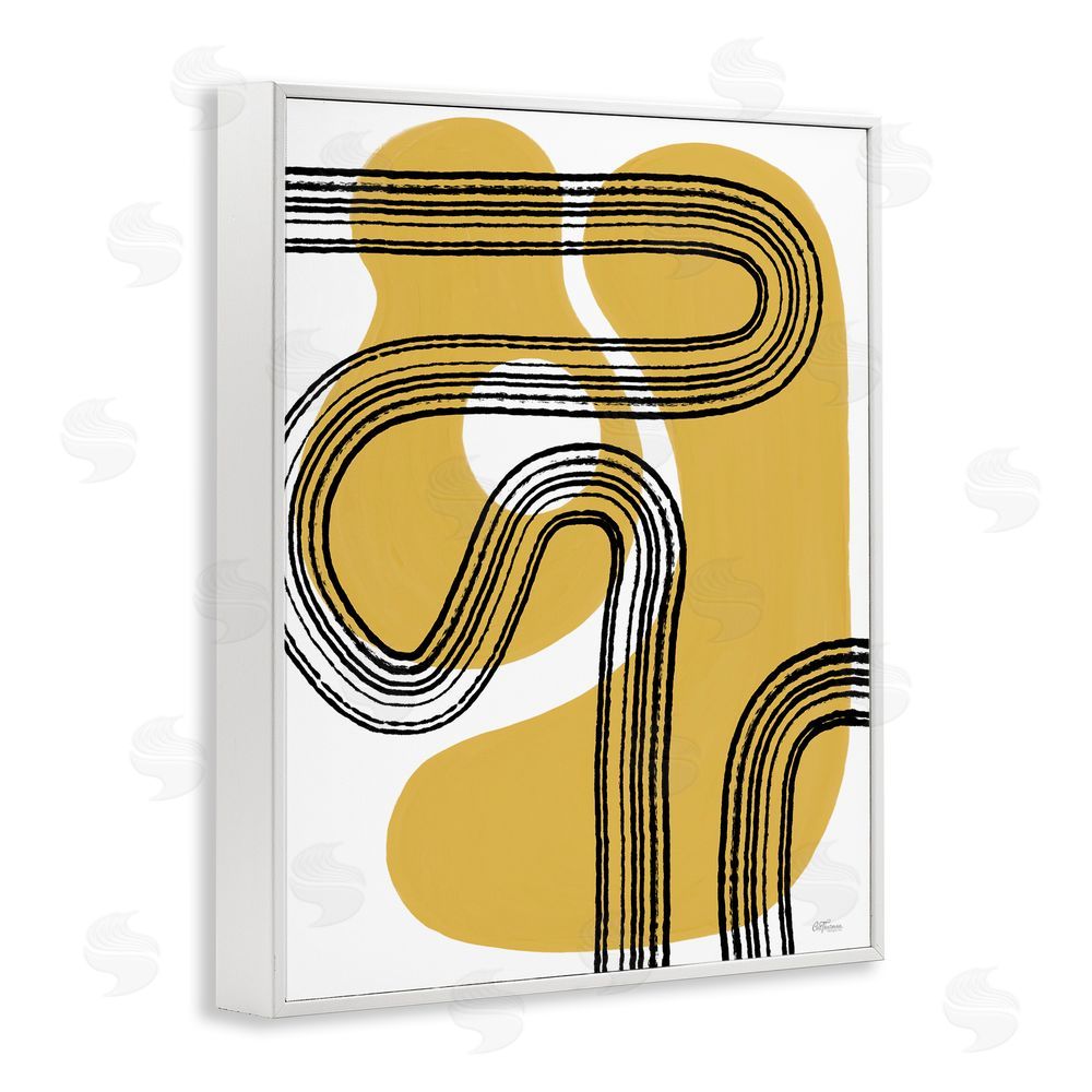 Cat Thurman Designs Curved Stripes on Shapes White Framed Giclee Wall Art Print