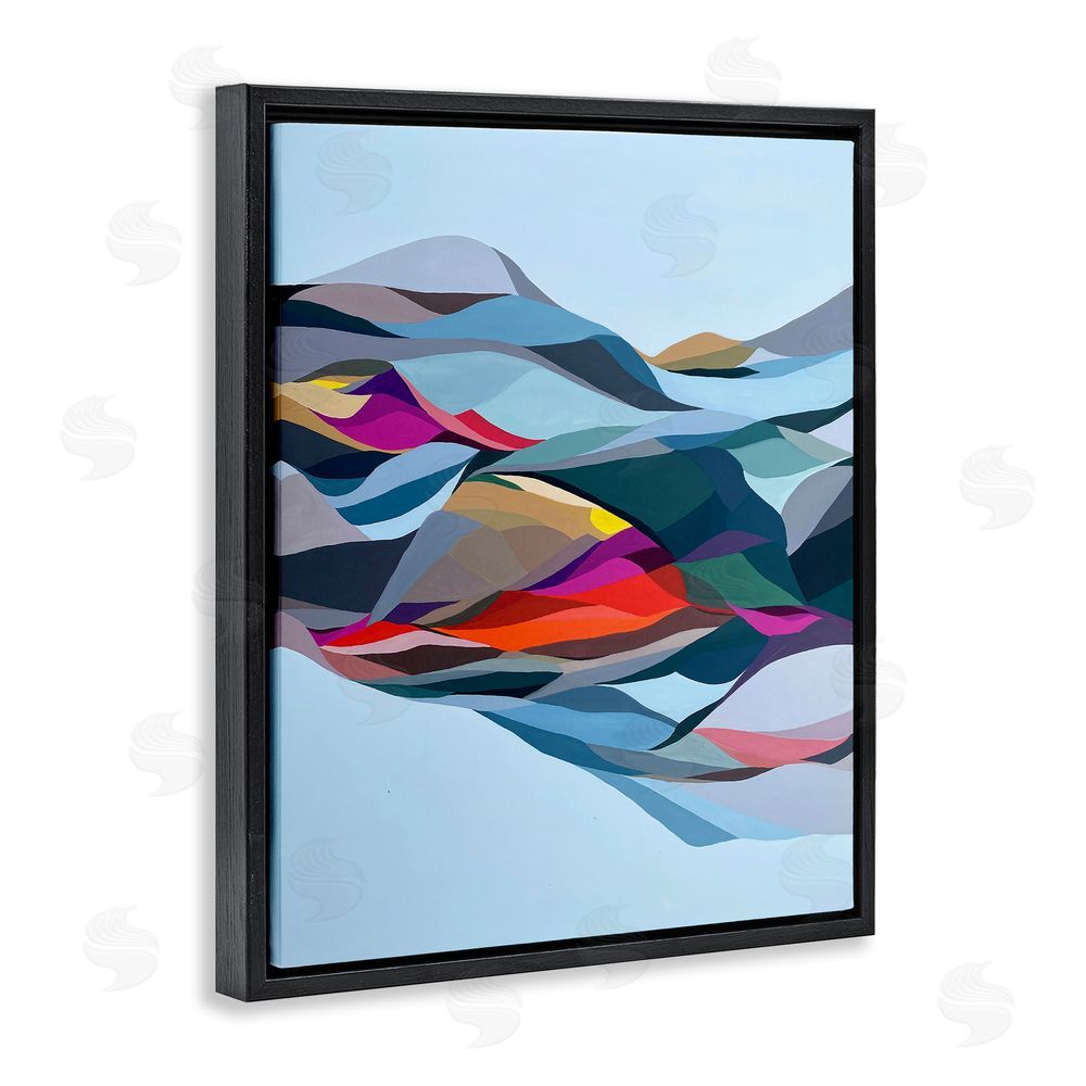 Erika Gehringer Flowing Geometric Shapes Black Floating Frame Canvas Wall Art Print