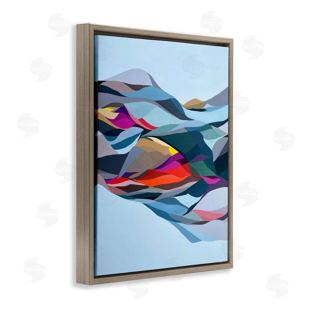 Erika Gehringer Flowing Geometric Shapes Brown Floating Frame Canvas Wall Art Print