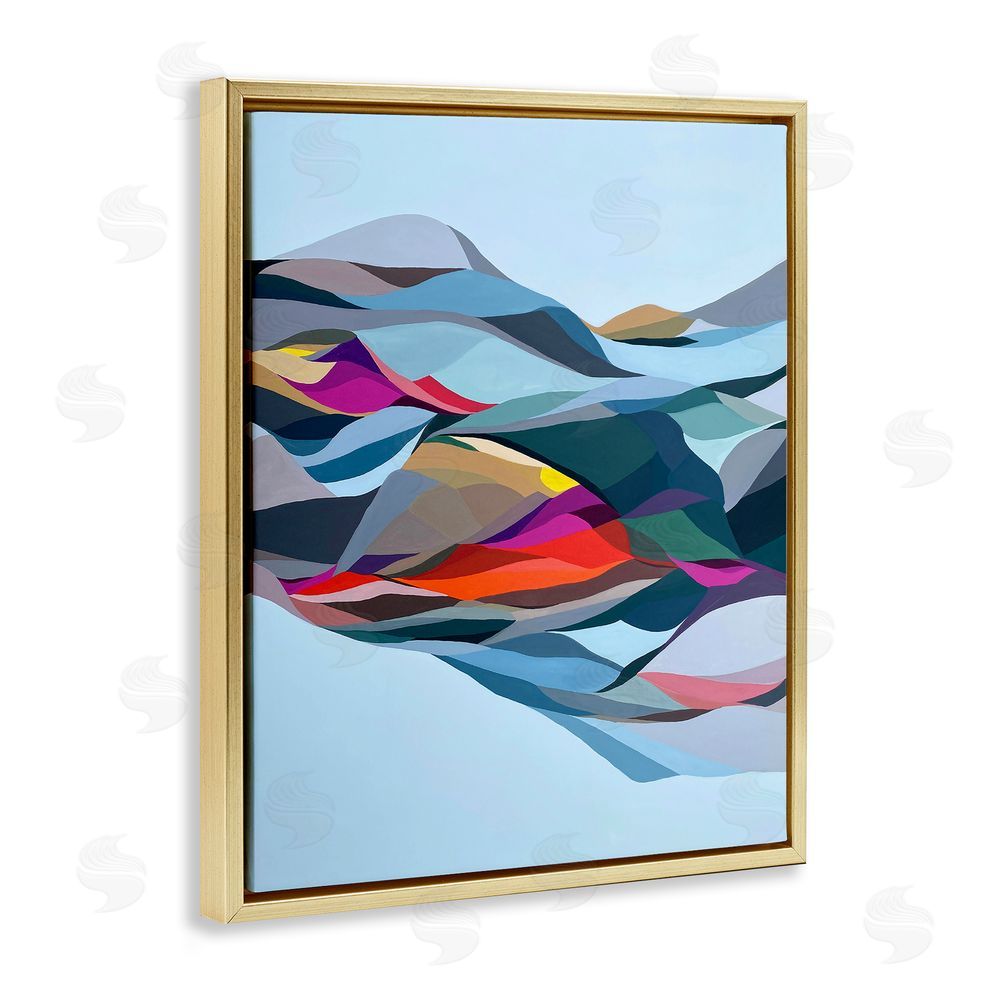 Erika Gehringer Flowing Geometric Shapes Gold Floating Frame Canvas Wall Art Print