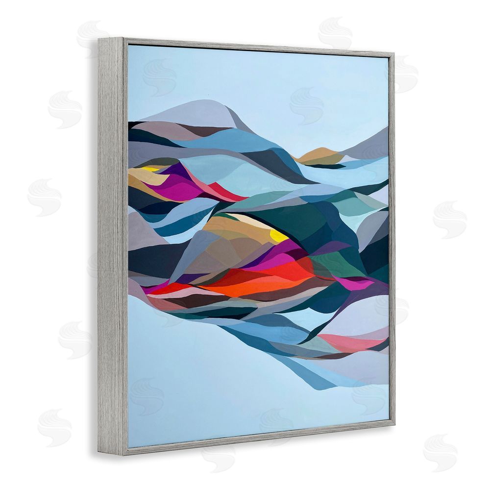Erika Gehringer Flowing Geometric Shapes Gray Framed Giclee Wall Art Print