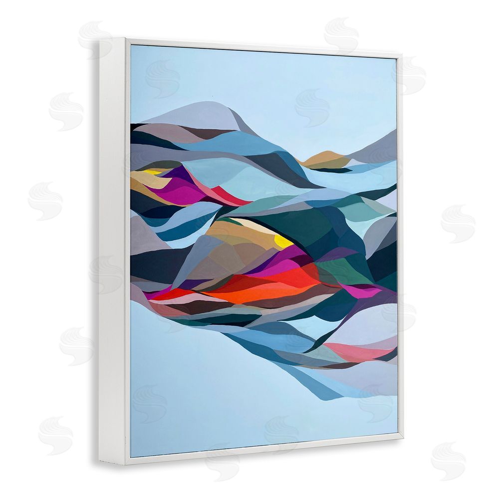 Erika Gehringer Flowing Geometric Shapes White Framed Giclee Wall Art Print