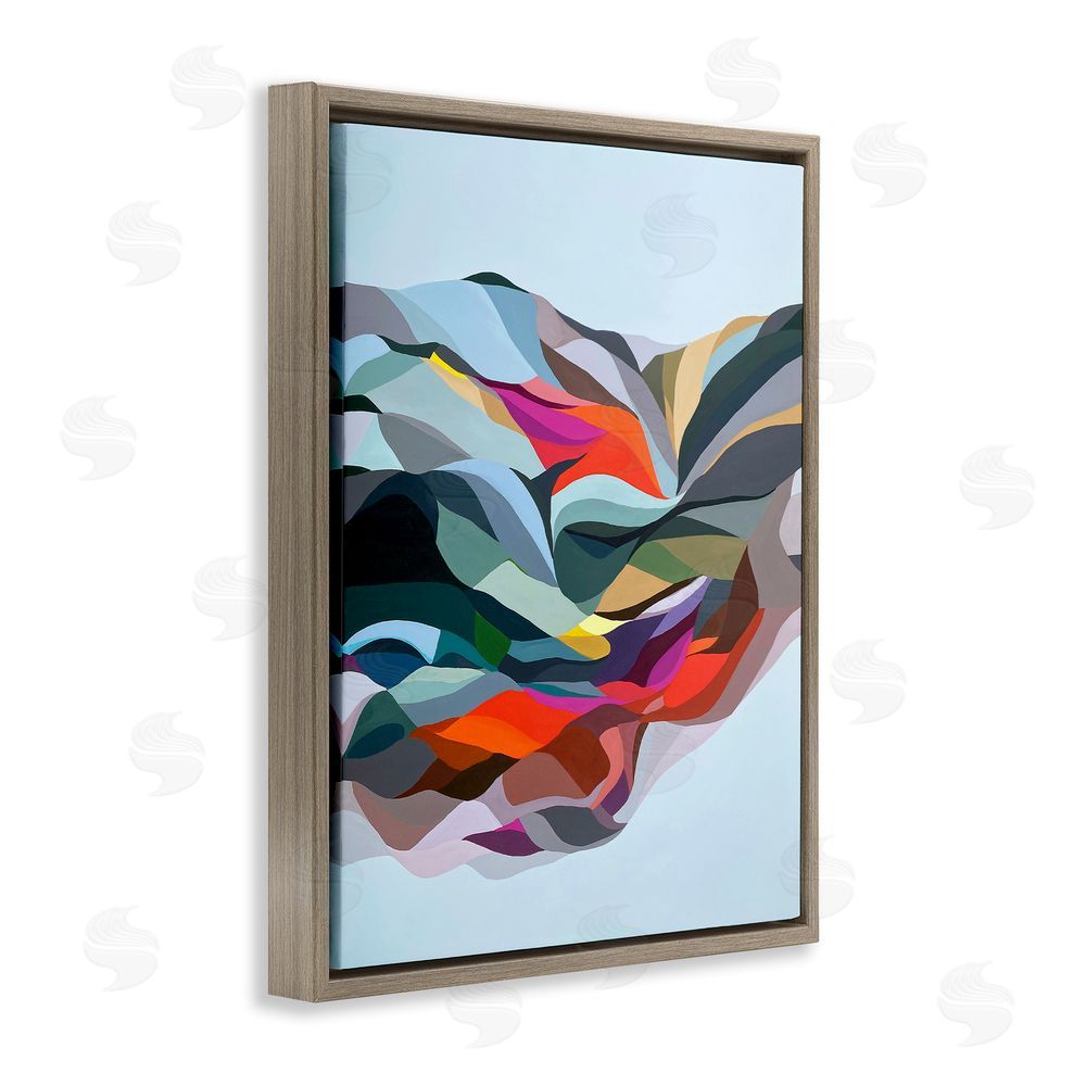 Erika Gehringer Alternating Geometric Shapes Brown Floating Frame Canvas Wall Art Print