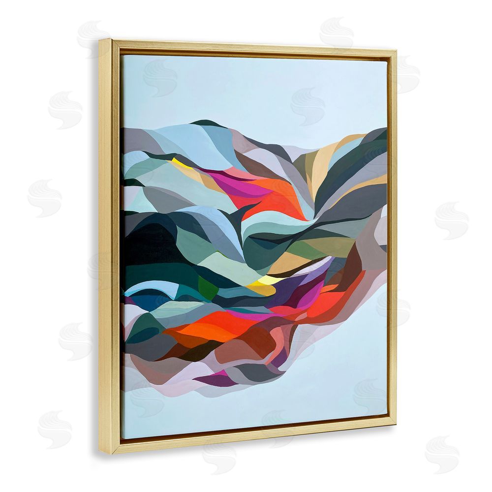 Erika Gehringer Alternating Geometric Shapes Gold Floating Frame Canvas Wall Art Print