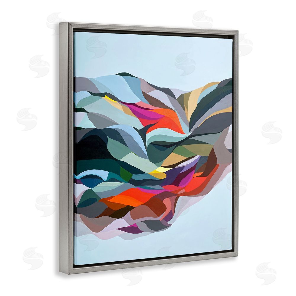 Erika Gehringer Alternating Geometric Shapes Grey Floating Frame Canvas Wall Art Print