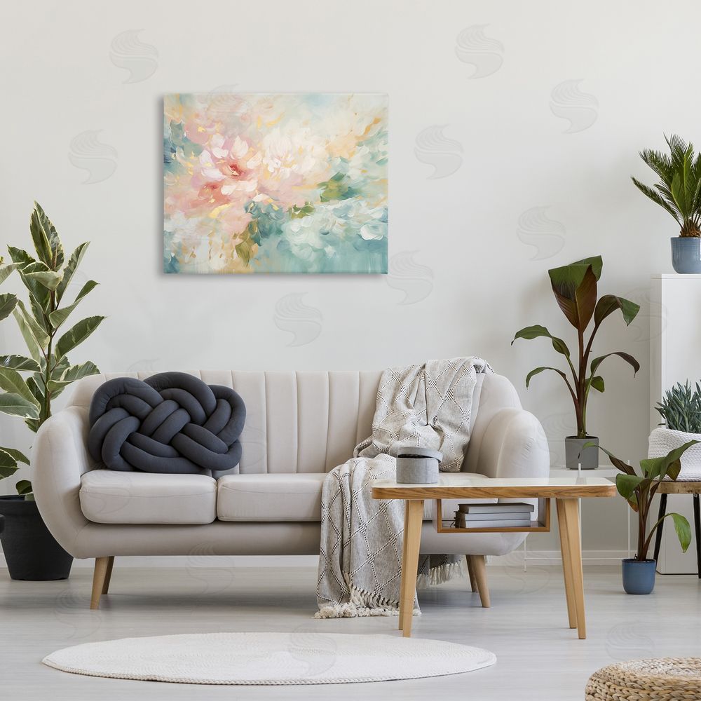 Gina Kelly Soft Flower Abstraction Canvas Wall Art Print in Room