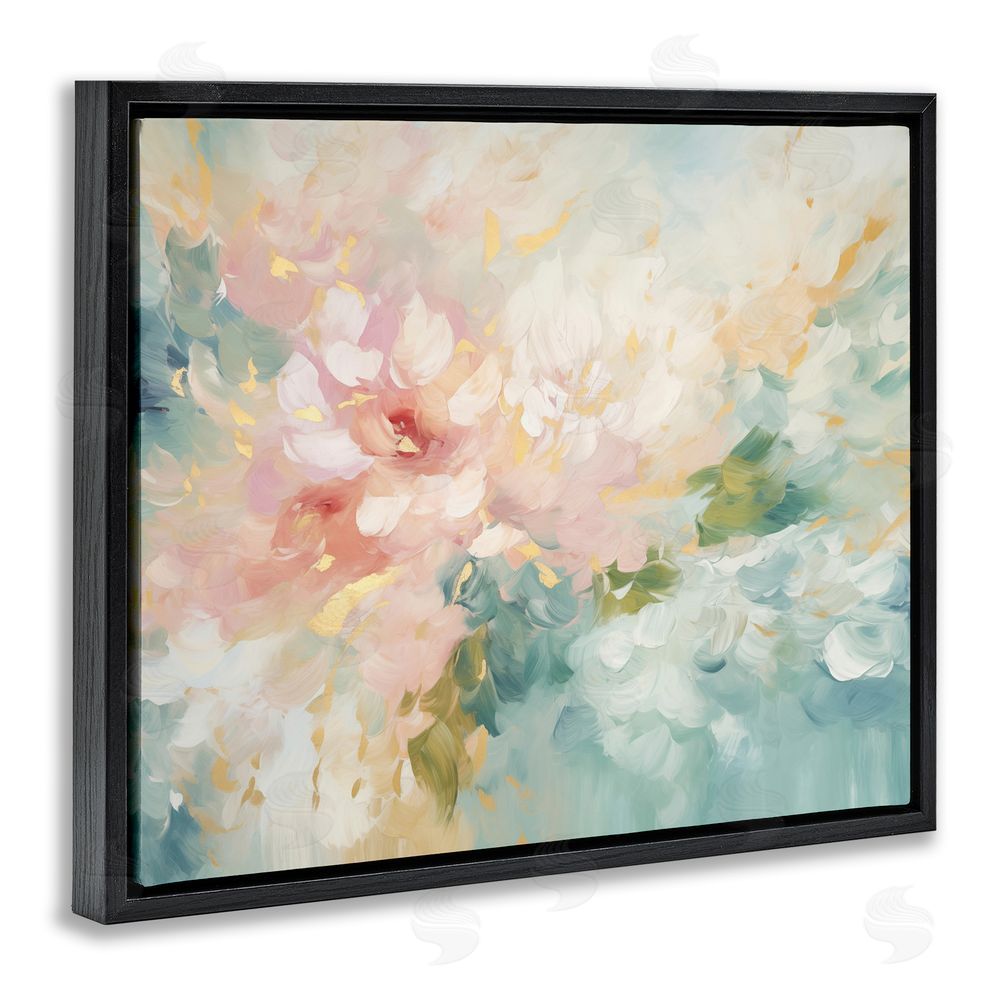 Gina Kelly Soft Flower Abstraction Black Floating Frame Canvas Wall Art Print