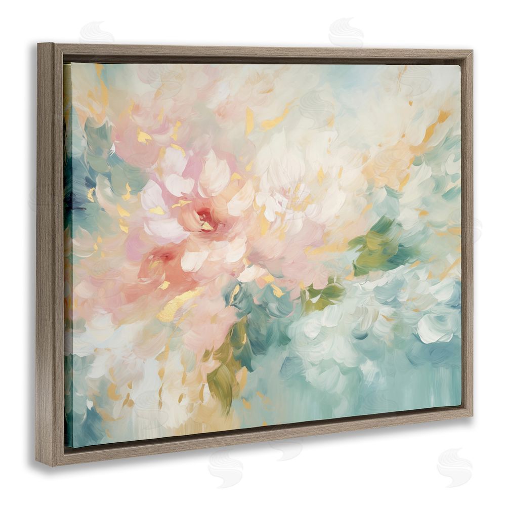 Gina Kelly Soft Flower Abstraction Brown Floating Frame Canvas Wall Art Print
