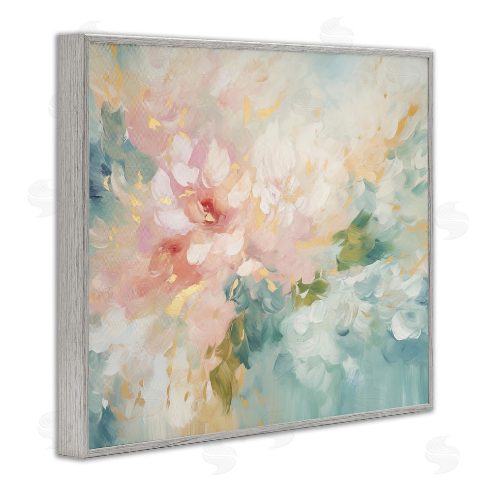 Gina Kelly Soft Flower Abstraction Gray Framed Giclee Wall Art Print