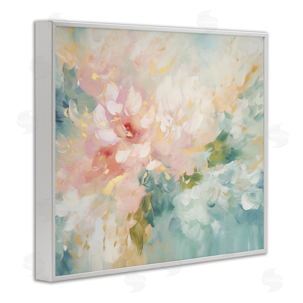 Gina Kelly Soft Flower Abstraction White Framed Giclee Wall Art Print