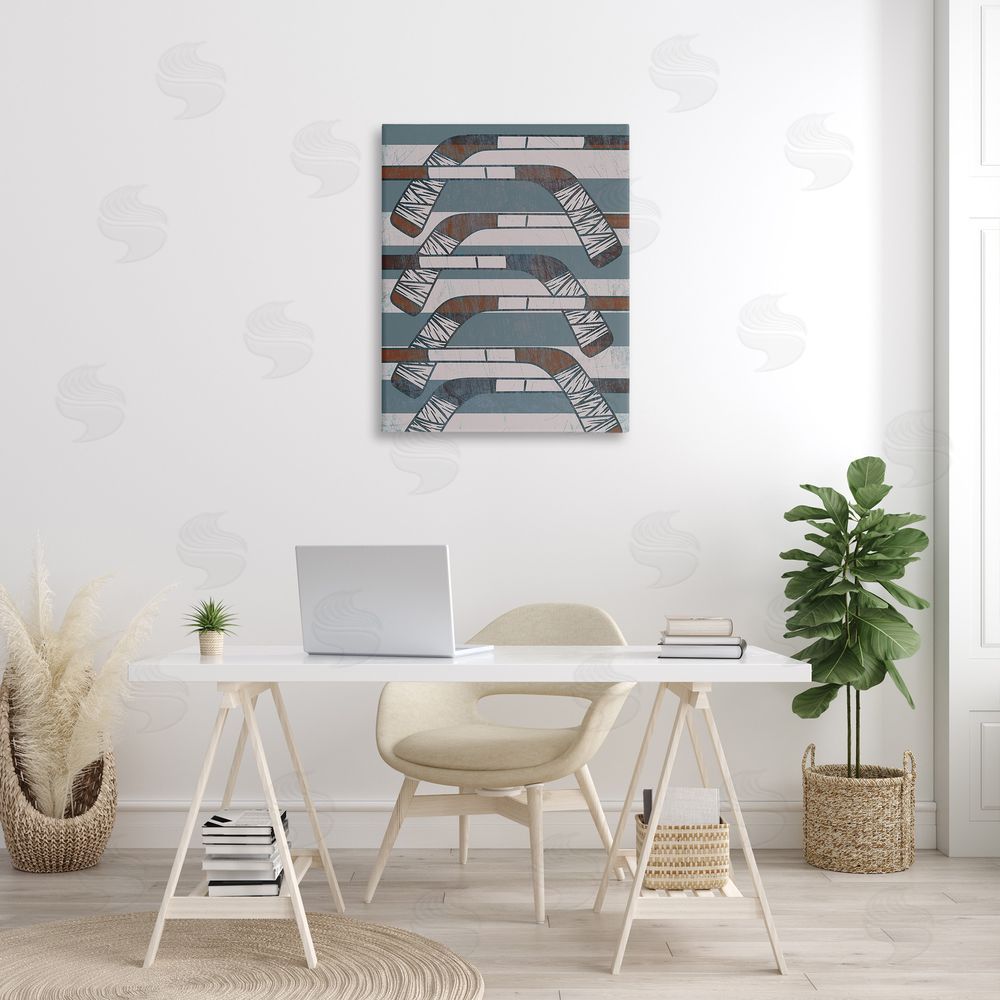 Stupell Studio Crossed Hockey Sticks Canvas Wall Art Print in Room