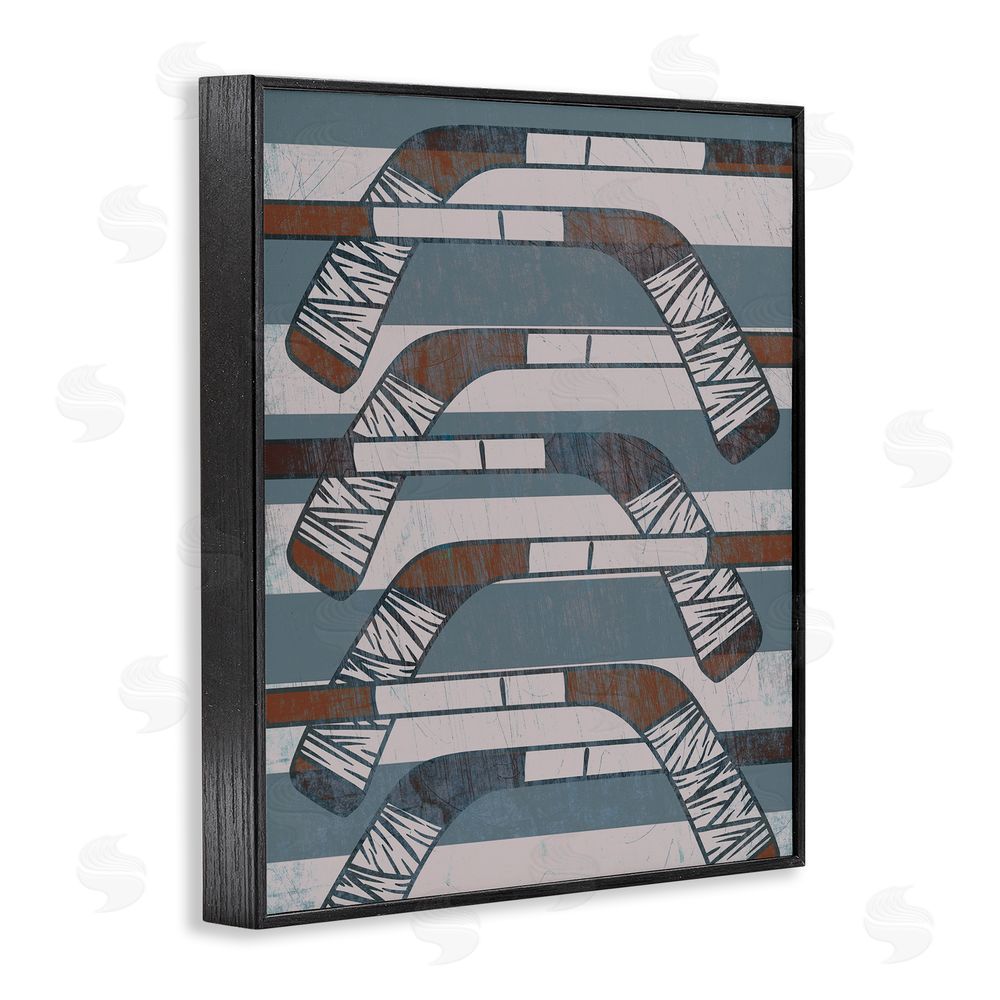 Stupell Studio Crossed Hockey Sticks Black Framed Giclee Wall Art Print