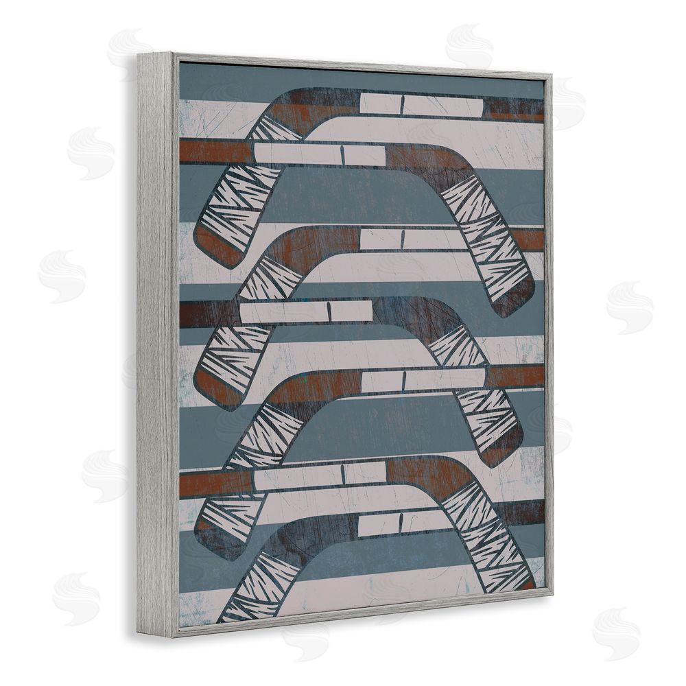 Stupell Studio Crossed Hockey Sticks Gray Framed Giclee Wall Art Print