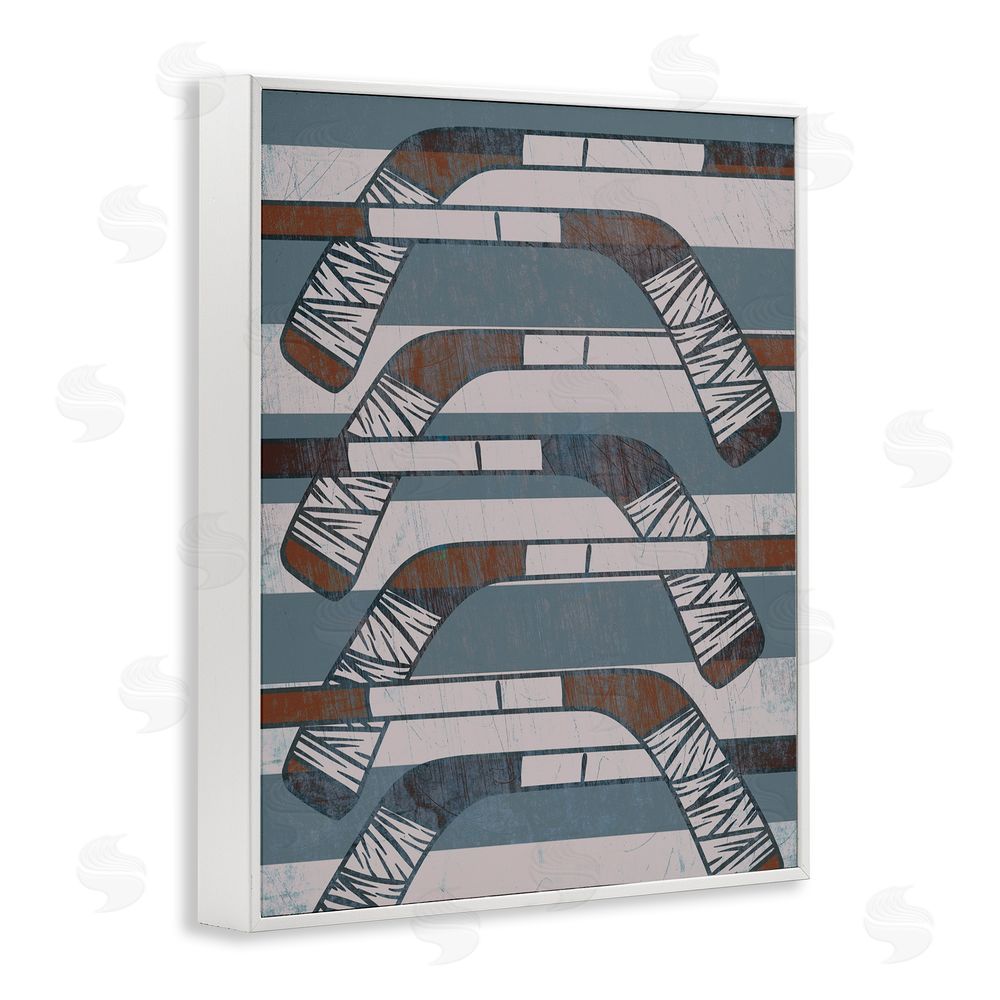 Stupell Studio Crossed Hockey Sticks White Framed Giclee Wall Art Print
