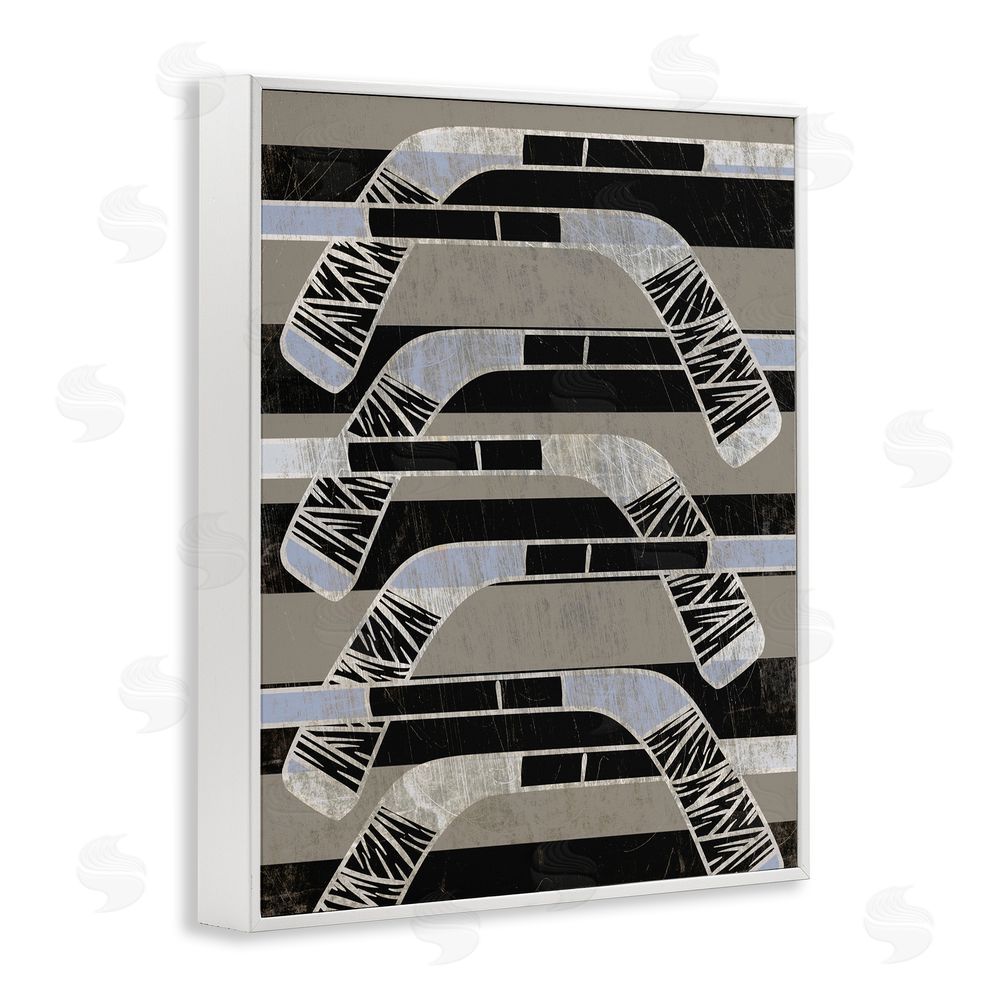 Stupell Studio Modern Hockey Sticks White Framed Giclee Wall Art Print