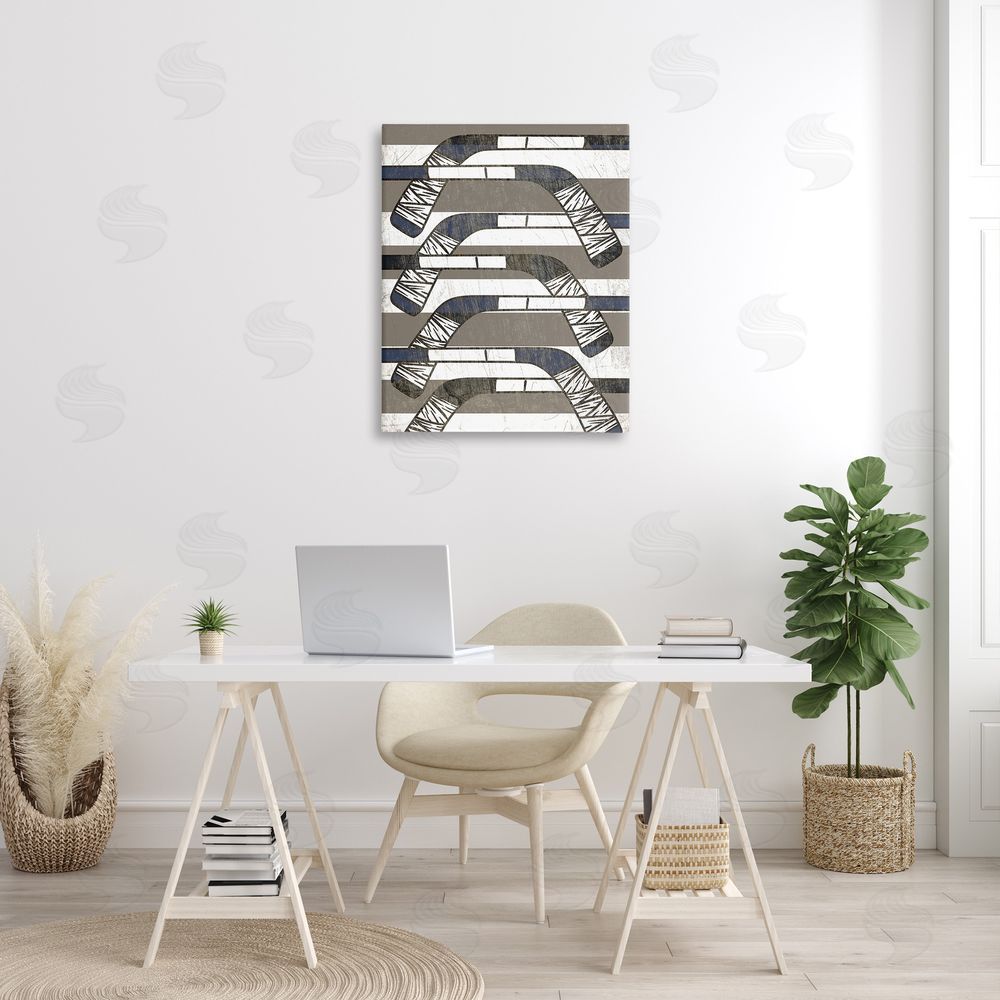 Stupell Studio Hockey Sticks Pattern Canvas Wall Art Print in Room