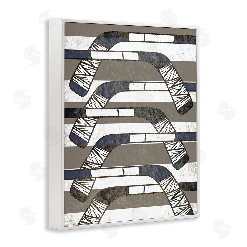 Stupell Studio Hockey Sticks Pattern White Framed Giclee Wall Art Print