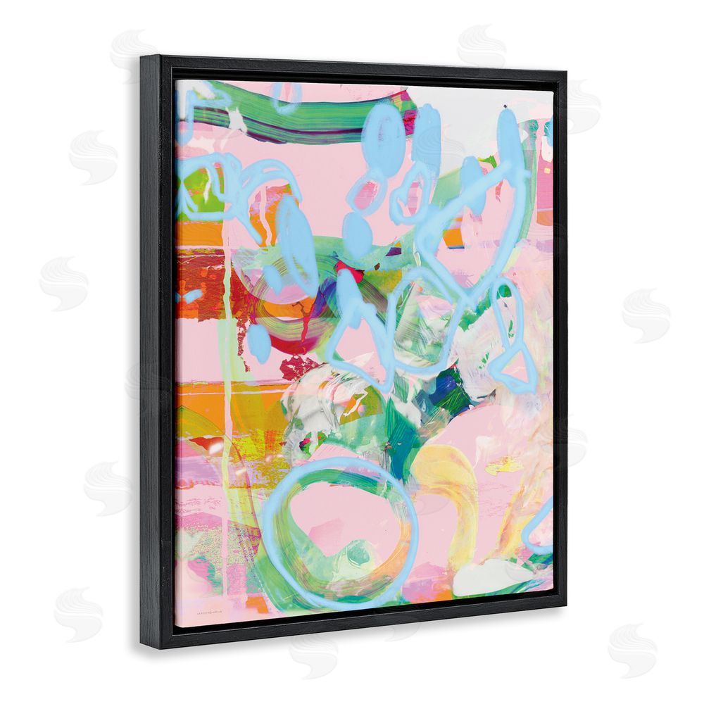 Kamdon Kreations Pastel Abstract Expression Black Floating Frame Canvas Wall Art Print