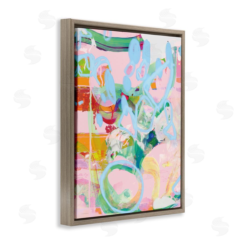 Kamdon Kreations Pastel Abstract Expression Brown Floating Frame Canvas Wall Art Print