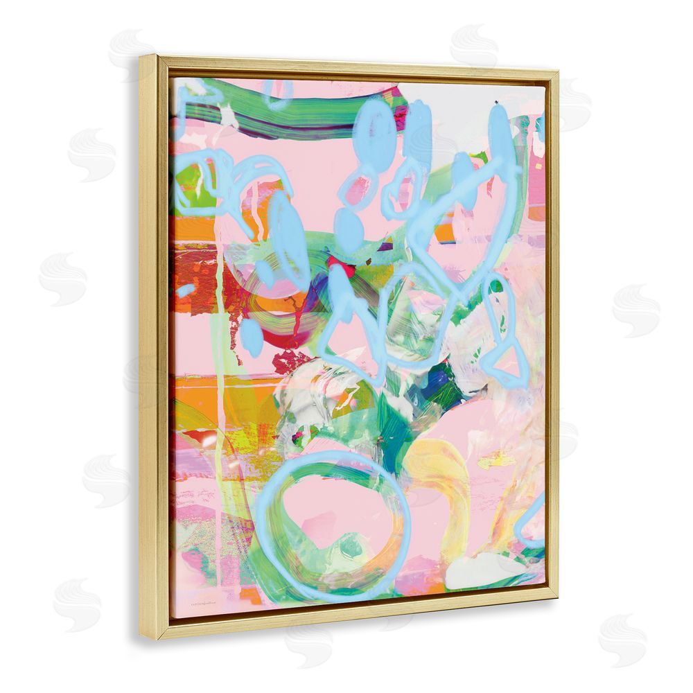 Kamdon Kreations Pastel Abstract Expression Gold Floating Frame Canvas Wall Art Print