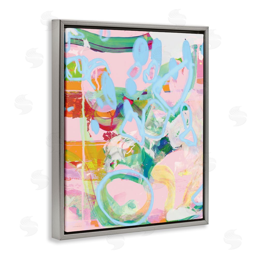 Kamdon Kreations Pastel Abstract Expression Grey Floating Frame Canvas Wall Art Print