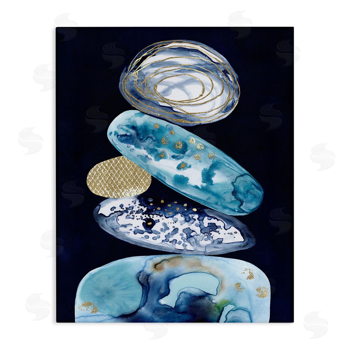 Lisa Nohren Patterned Stacked Pebbles Stretched Canvas Wall Art Print
