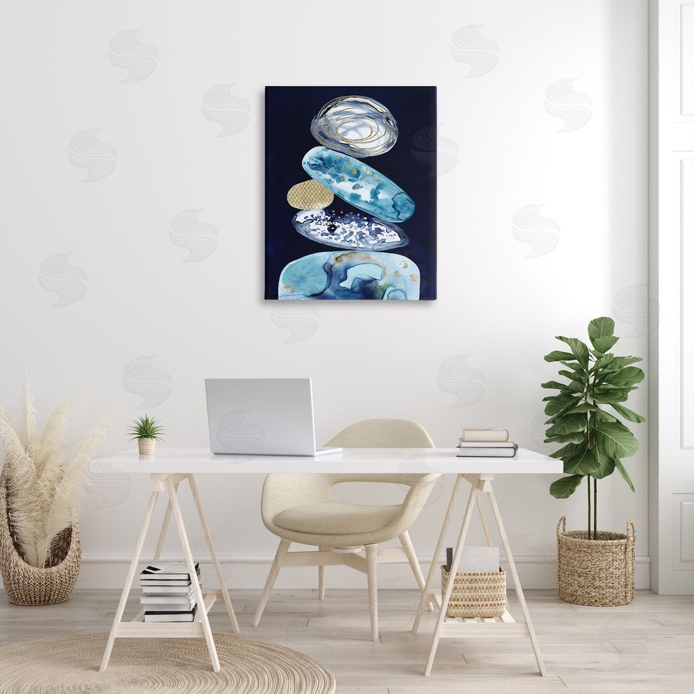 Lisa Nohren Patterned Stacked Pebbles Canvas Wall Art Print in Room