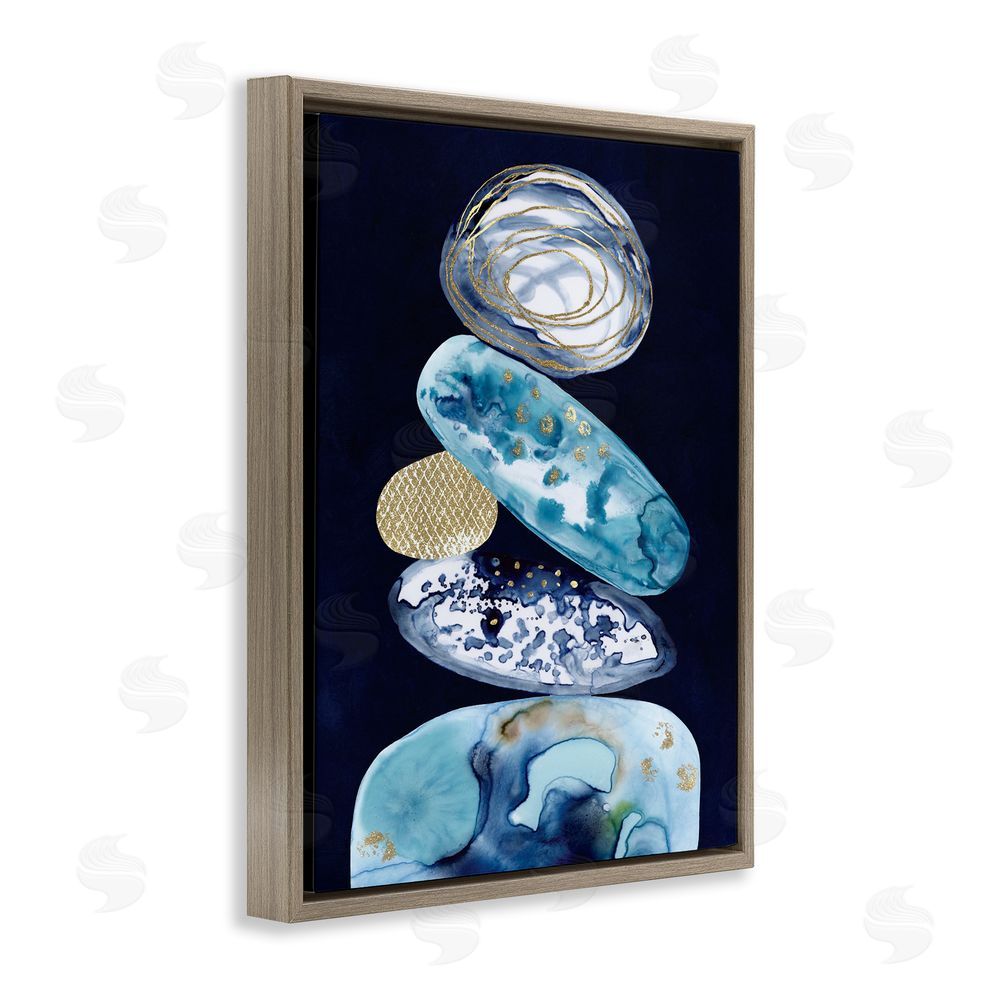 Lisa Nohren Patterned Stacked Pebbles Brown Floating Frame Canvas Wall Art Print