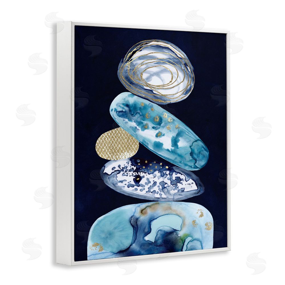 Lisa Nohren Patterned Stacked Pebbles White Framed Giclee Wall Art Print