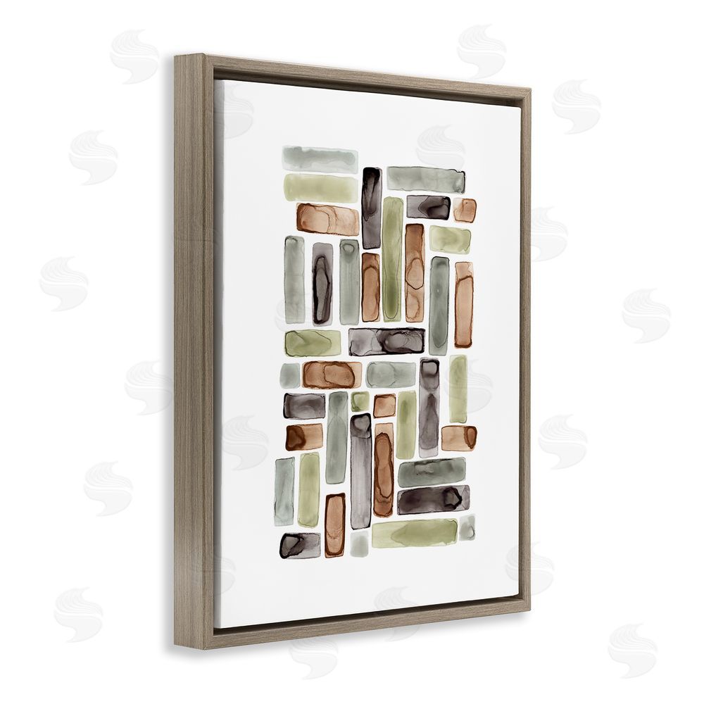 Lisa Nohren Mosaic Style Shapes Brown Floating Frame Canvas Wall Art Print