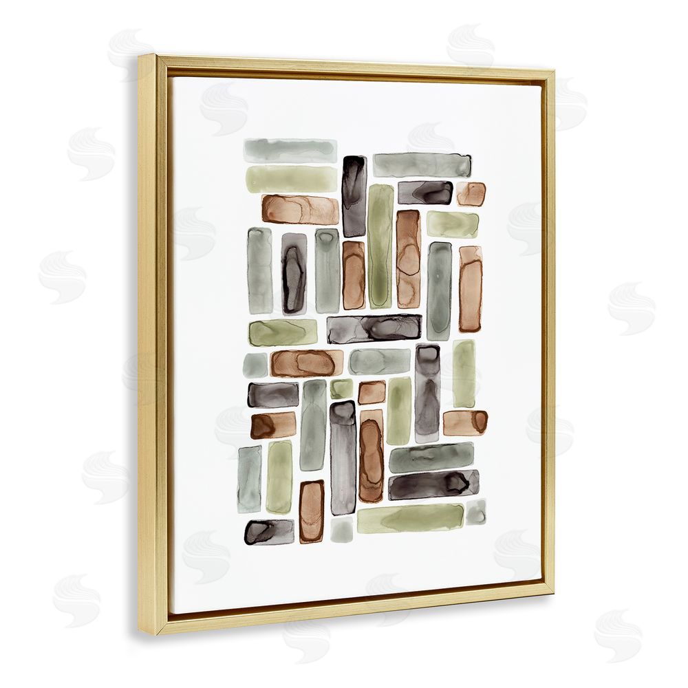 Lisa Nohren Mosaic Style Shapes Gold Floating Frame Canvas Wall Art Print