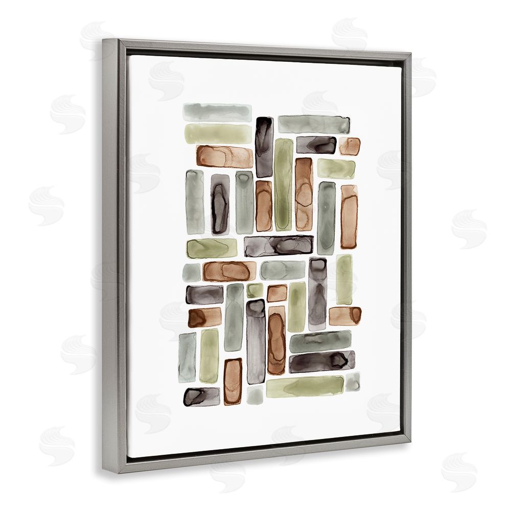 Lisa Nohren Mosaic Style Shapes Grey Floating Frame Canvas Wall Art Print