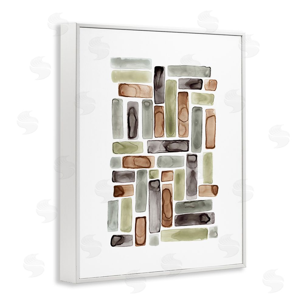 Lisa Nohren Mosaic Style Shapes White Framed Giclee Wall Art Print