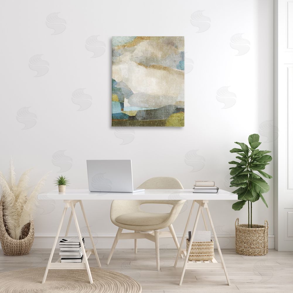 Suzanne Nicoll Blue & Neutral Abstraction Canvas Wall Art Print in Room