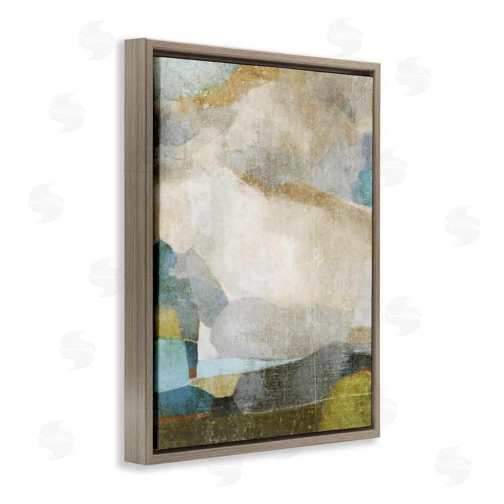 Suzanne Nicoll Blue & Neutral Abstraction Brown Floating Frame Canvas Wall Art Print