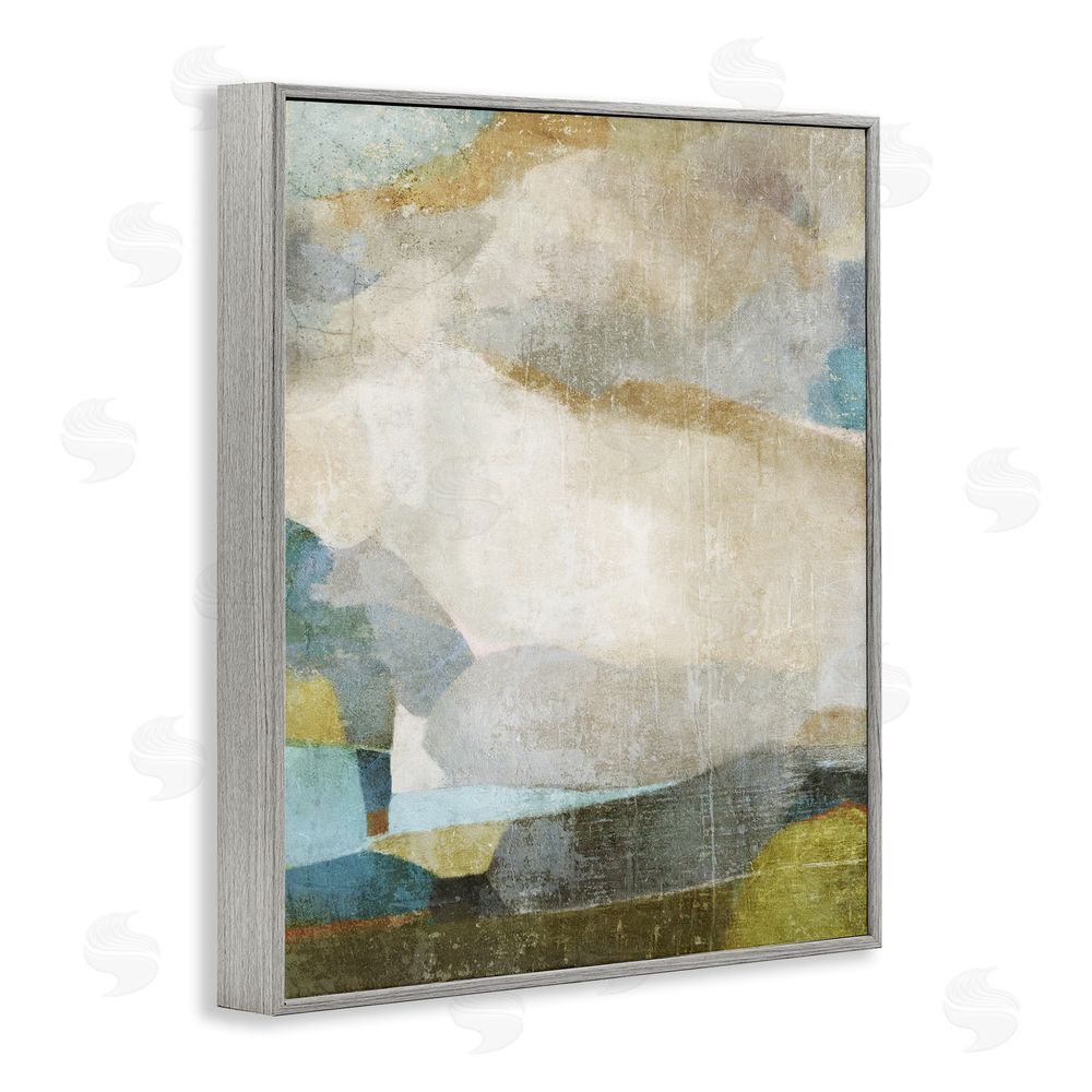 Suzanne Nicoll Blue & Neutral Abstraction Gray Framed Giclee Wall Art Print