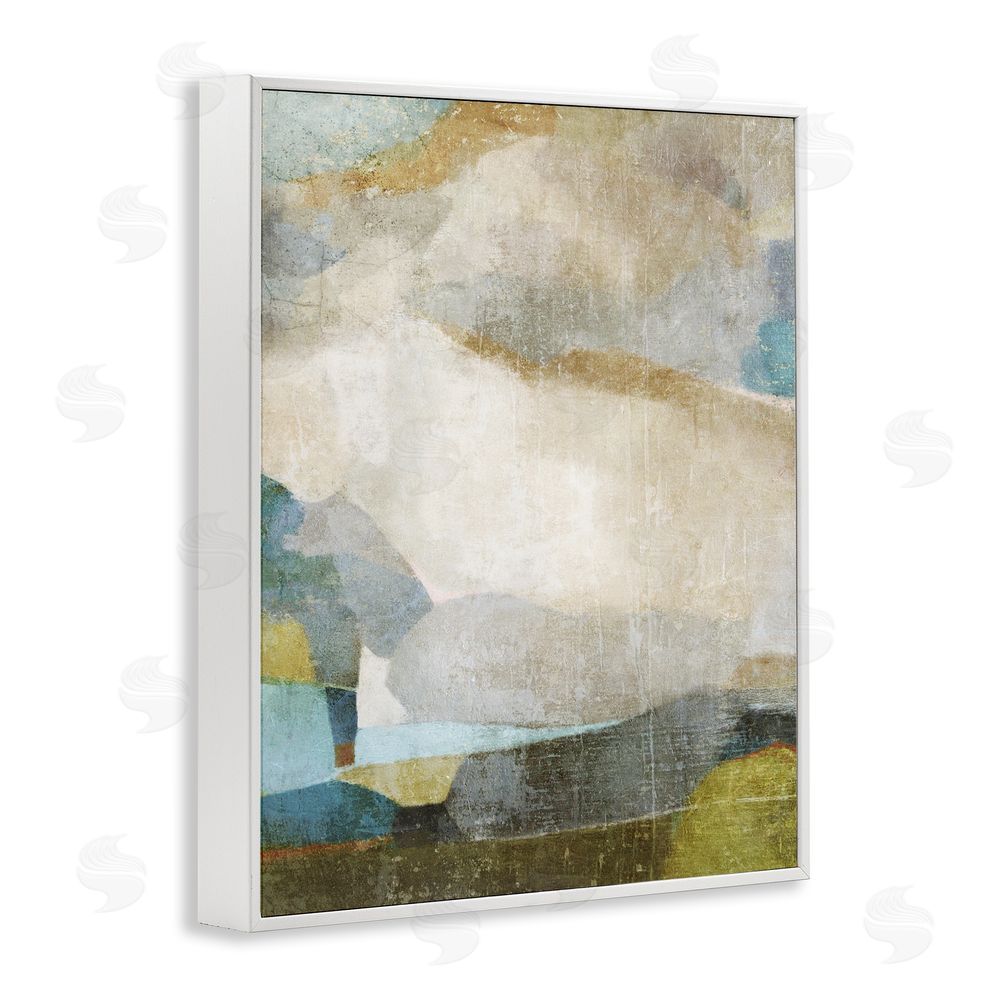 Suzanne Nicoll Blue & Neutral Abstraction White Framed Giclee Wall Art Print