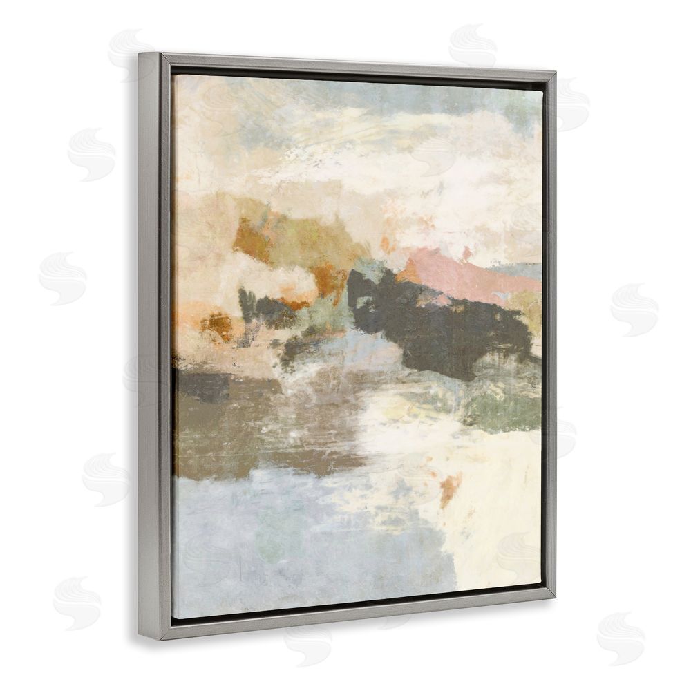 Suzanne Nicoll Abstract Rustic Painting Grey Floating Frame Canvas Wall Art Print