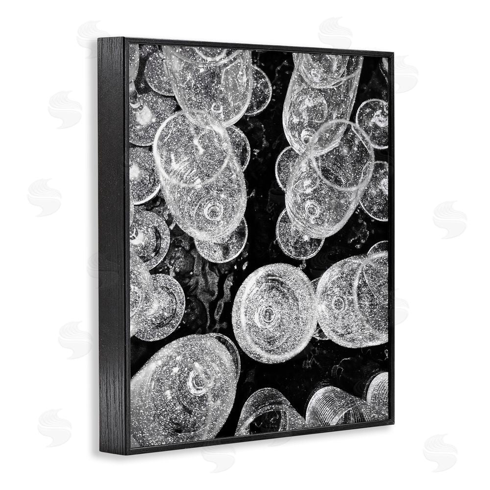 Stupell Studio Glitzy Wine Glasses Black Framed Giclee Wall Art Print