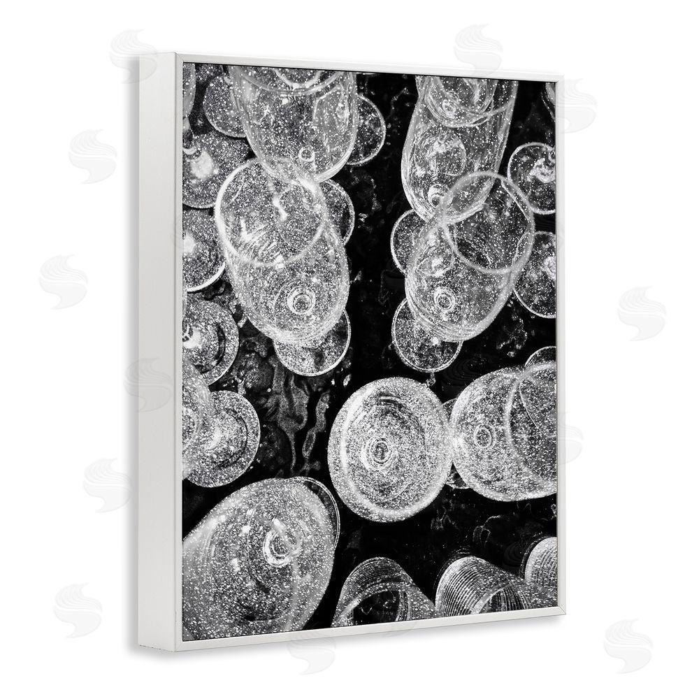 Stupell Studio Glitzy Wine Glasses White Framed Giclee Wall Art Print
