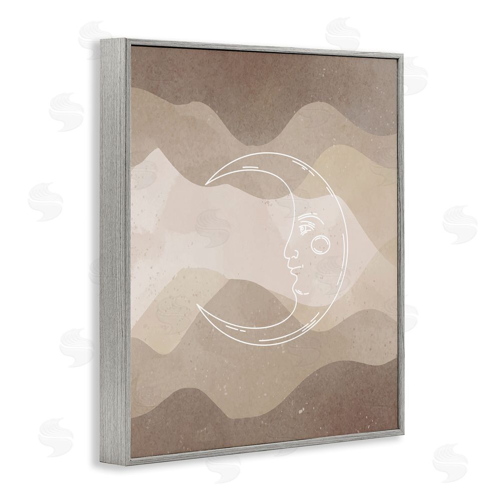 Stupell Studio Boho Celestial Moon Gray Framed Giclee Wall Art Print