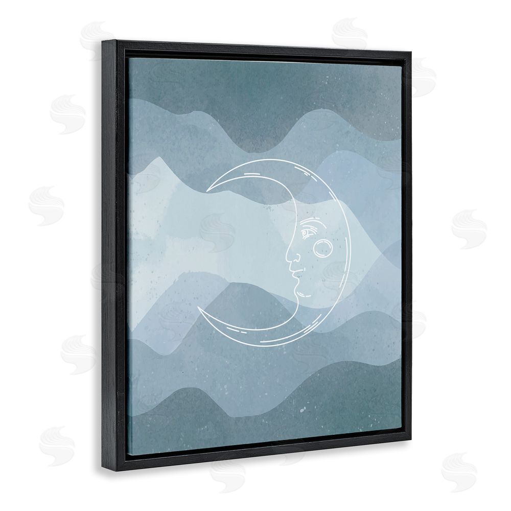 Stupell Studio Blue Astral Moon Black Floating Frame Canvas Wall Art Print