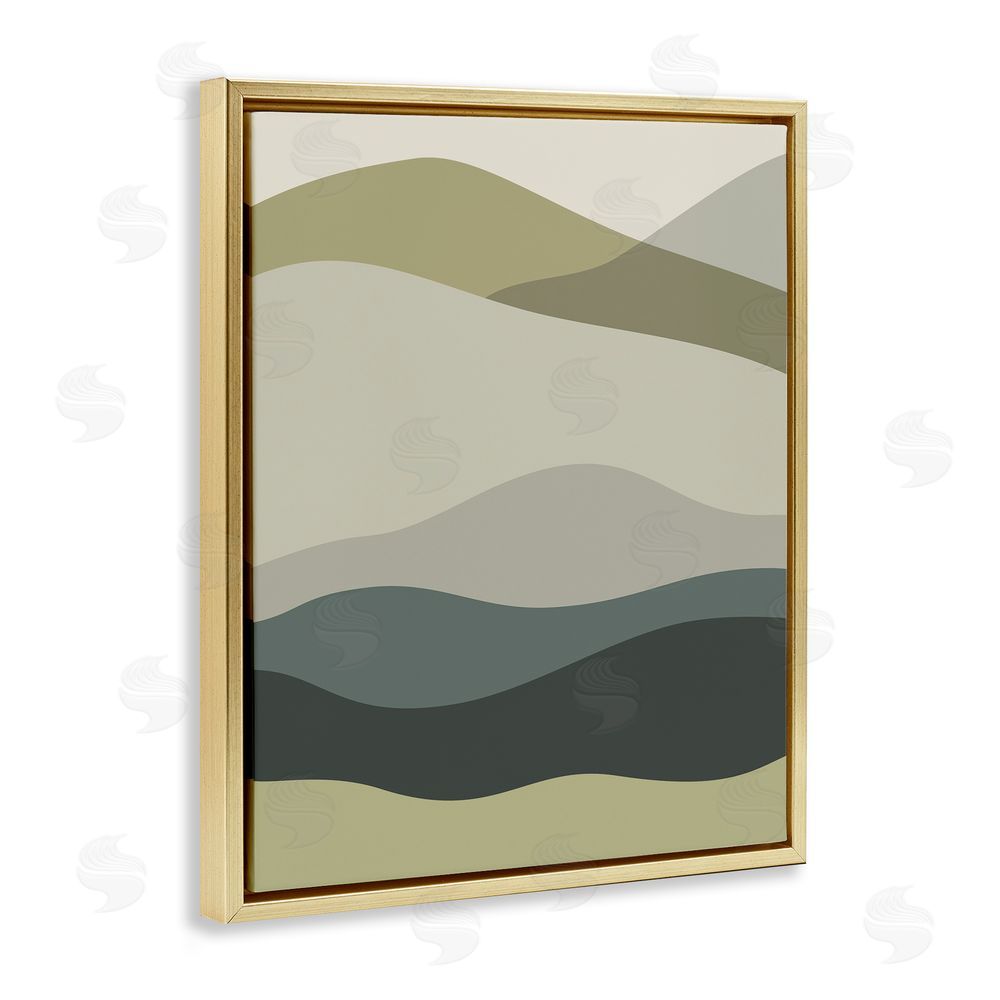 Stupell Studio Modern Countryside Hills Gold Floating Frame Canvas Wall Art Print