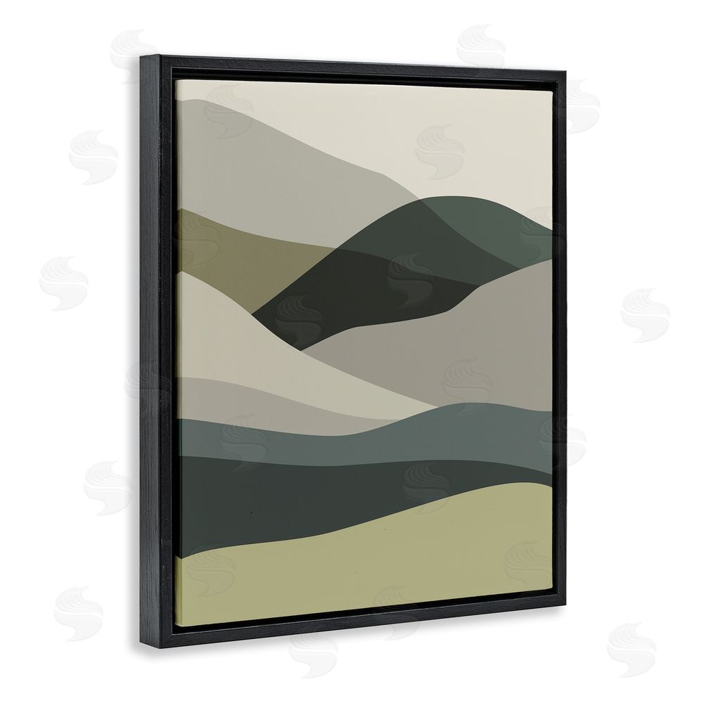 Stupell Studio Abstract Alternating Hills Black Floating Frame Canvas Wall Art Print