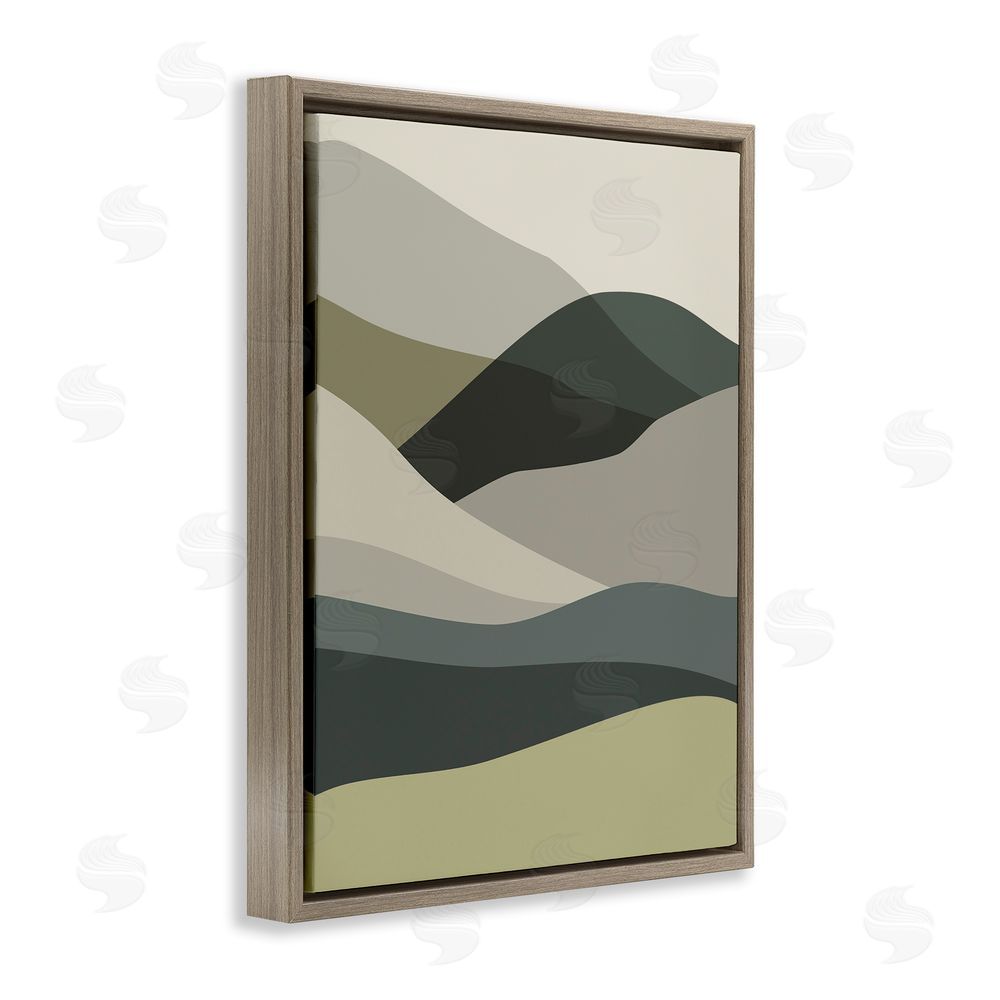 Stupell Studio Abstract Alternating Hills Brown Floating Frame Canvas Wall Art Print