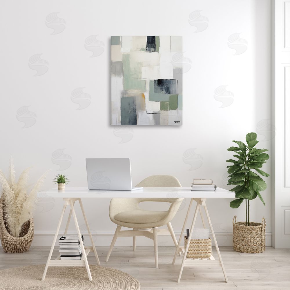 RB Abstract Grey Shapes Canvas Wall Art Print in Room