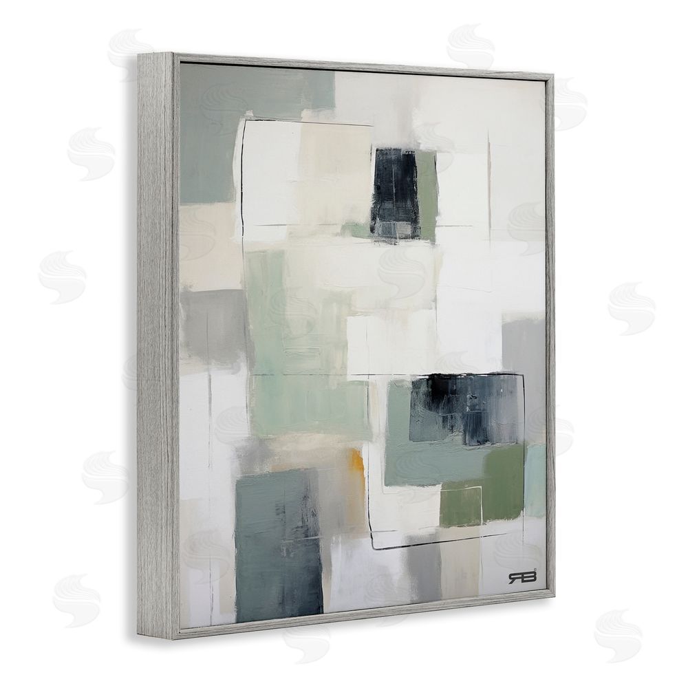 RB Abstract Grey Shapes Gray Framed Giclee Wall Art Print