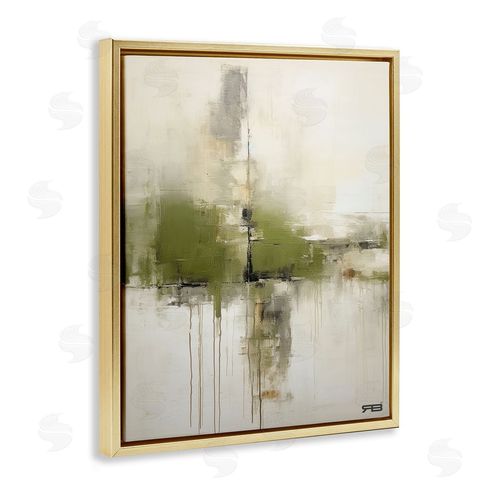 RB Modern Paint Drip Horizon Gold Floating Frame Canvas Wall Art Print